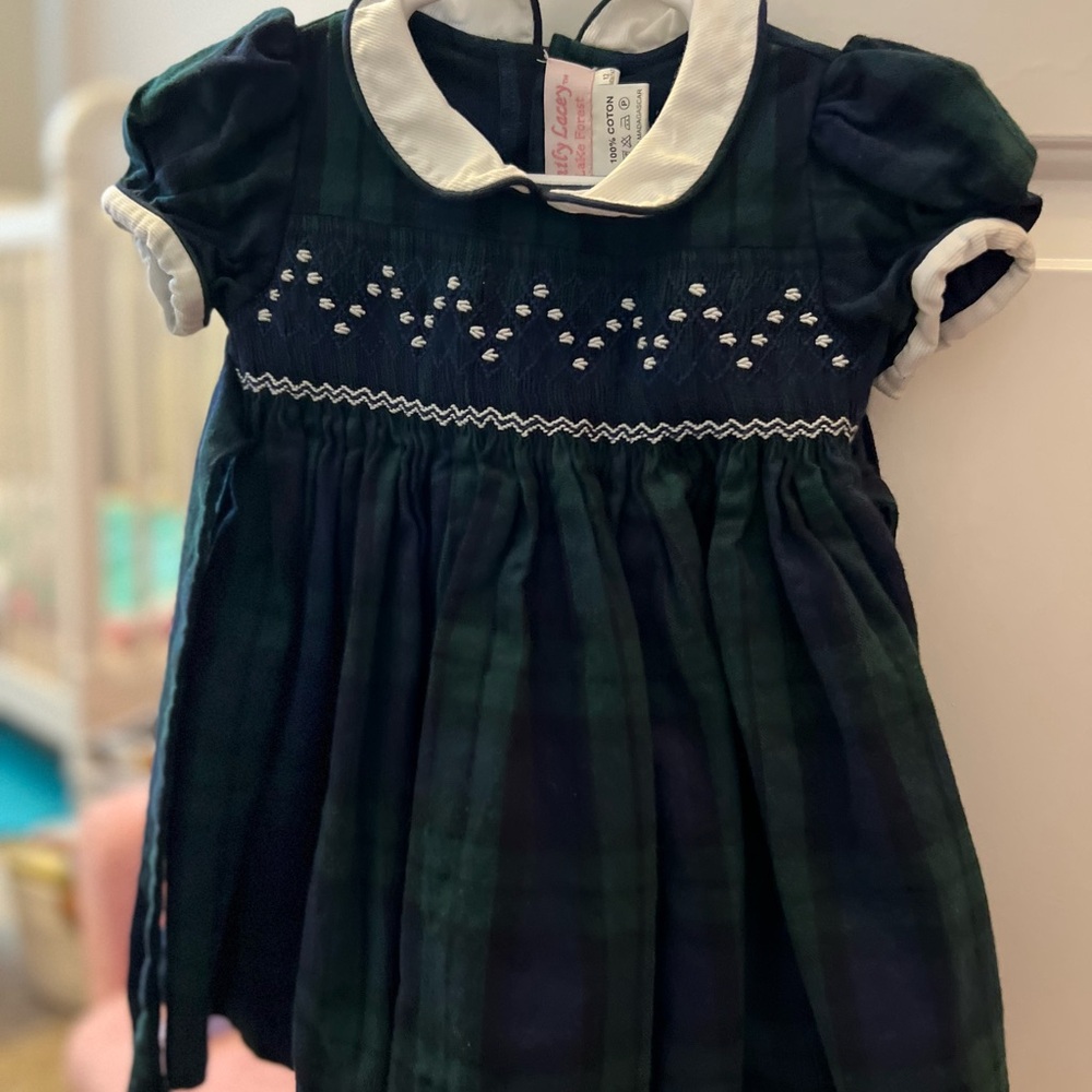 Classic Green Plaid Kids Dress